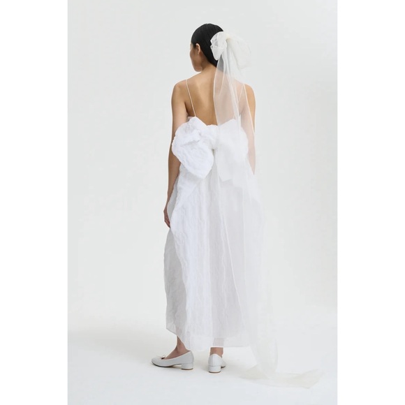 NWT Cecilie Bahnsen Vilma Dress in White Couture Wedding Gown Dramatic Bow Bride - Picture 4 of 16